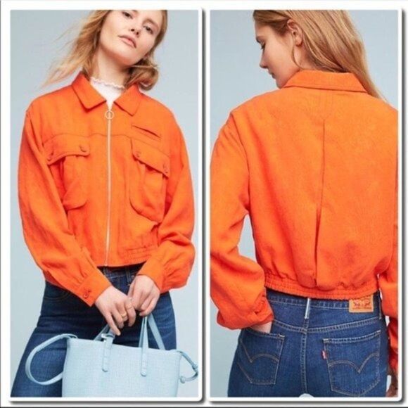 anthropologie Linen Cropped Jacket - Picture 1 of 6